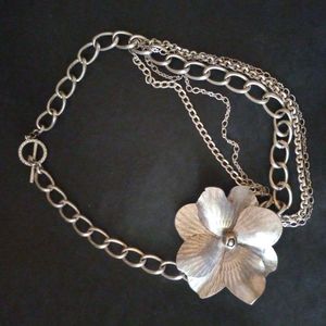 Dogwood flower short length necklace 16in